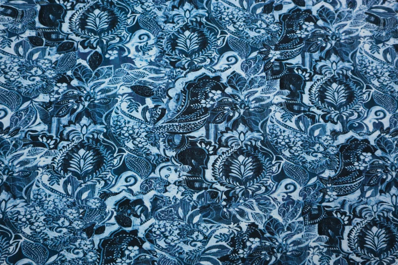 Viskosejersey Ornament Flower - blau