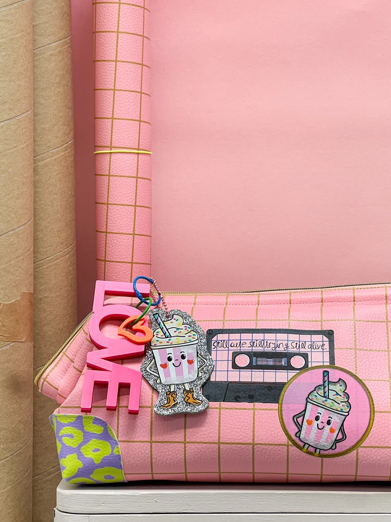 Kunstleder Happy Collection Karo by Cherry Picking - 422 apricot
