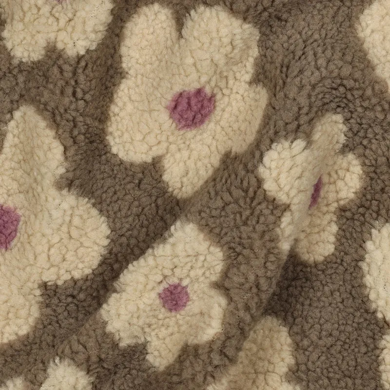 Teddy Stoff Jacquard Flowers - taupe