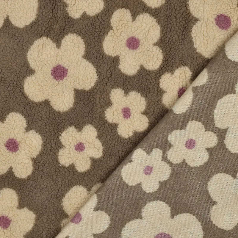 Teddy Stoff Jacquard Flowers - taupe