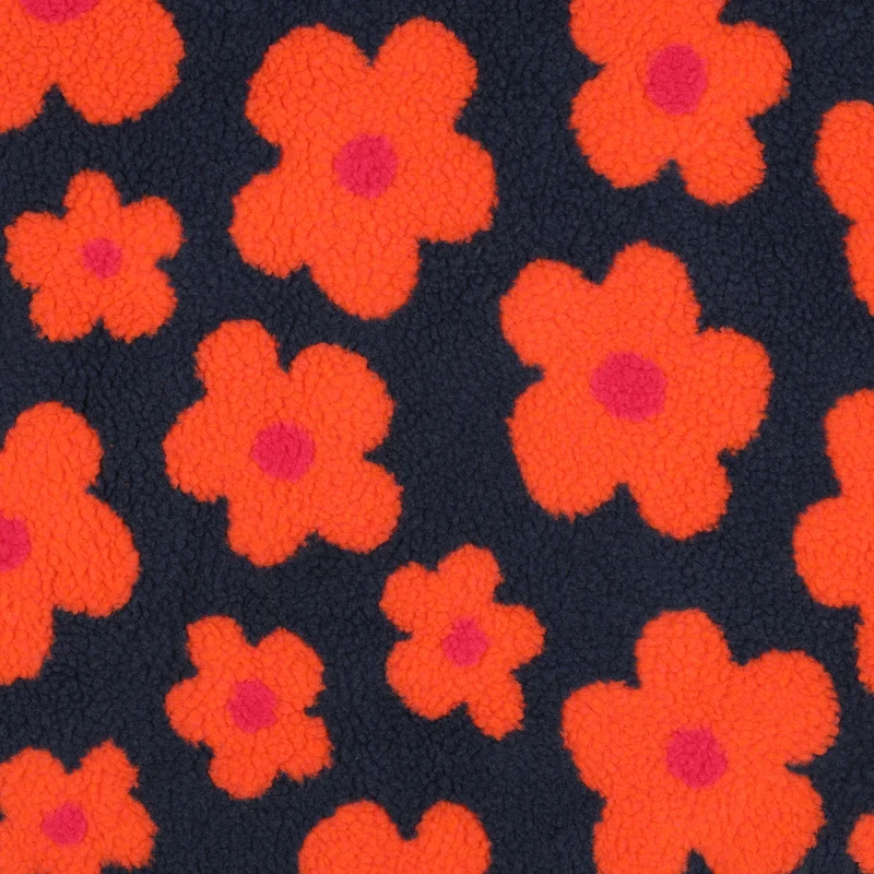 Teddy Stoff Jacquard Flowers - marine