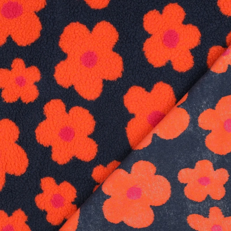 Teddy Stoff Jacquard Flowers - marine