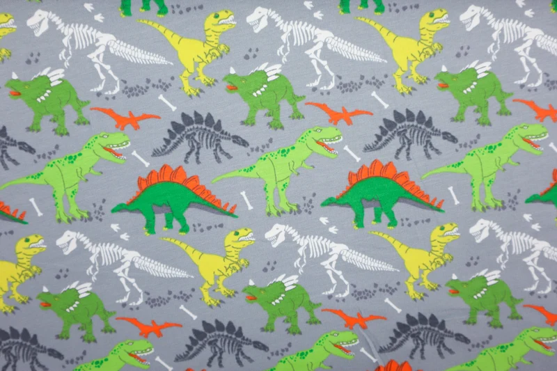 Baumwolljersey T-Rex World - hellgrau