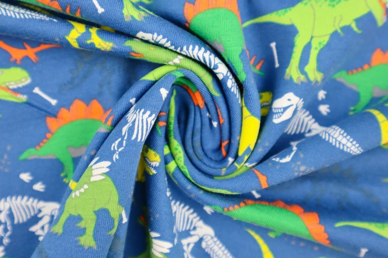 Baumwolljersey T-Rex World - blau