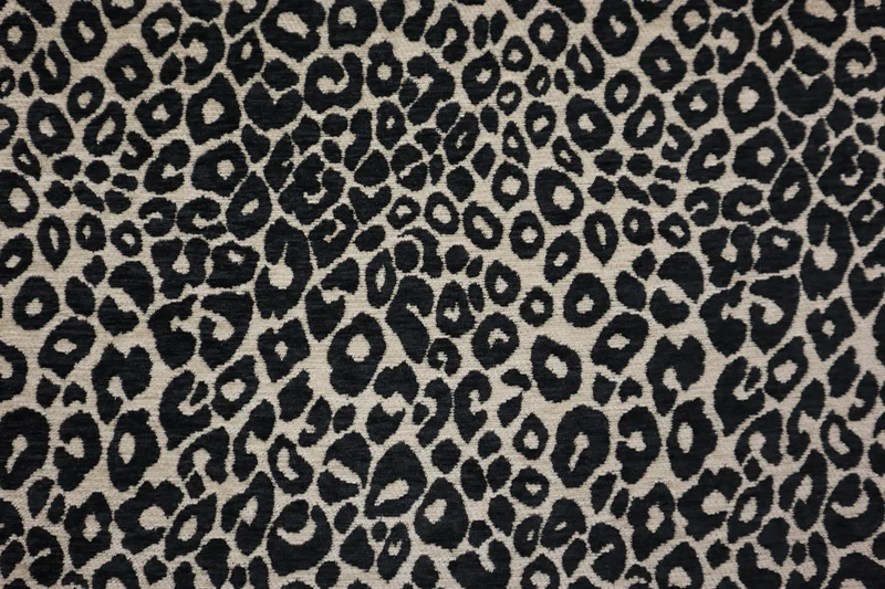 Chenille Dekostoff Wild Leo - schwarz/sand