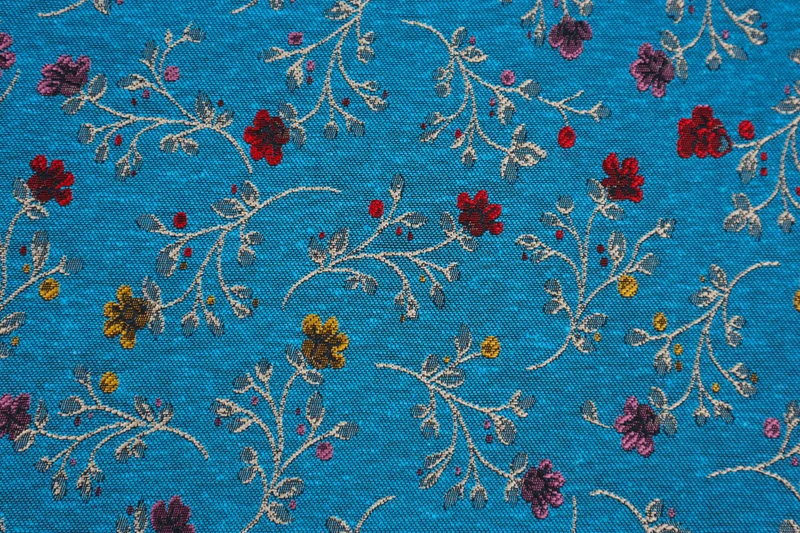 Deko/Bekleidungsstoff Blumenranken - türkis