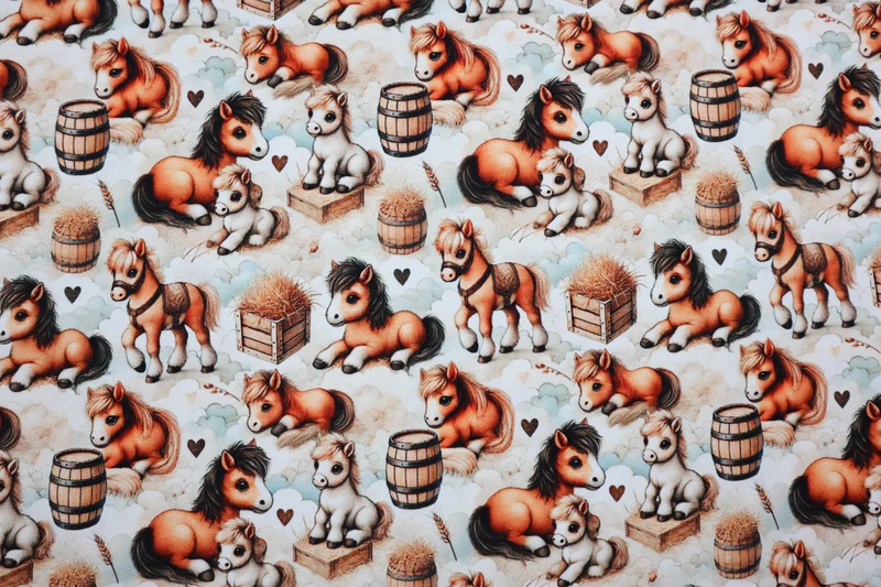 Baumwolljersey Digital Kleine Ponys
