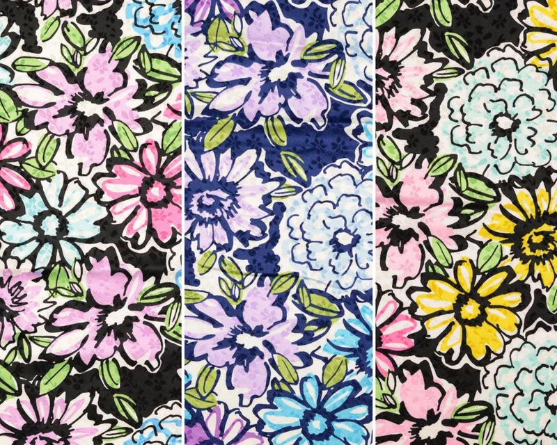 Polyester Stretch Satin Blütenmeer