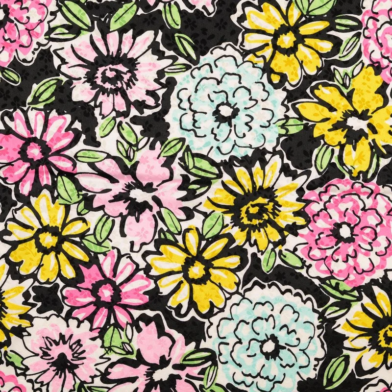 Polyester Stretch Satin Blütenmeer