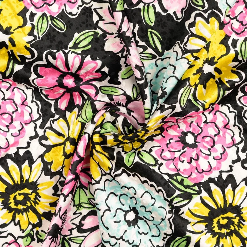 Polyester Stretch Satin Blütenmeer