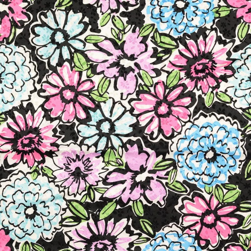 Polyester Stretch Satin Blütenmeer
