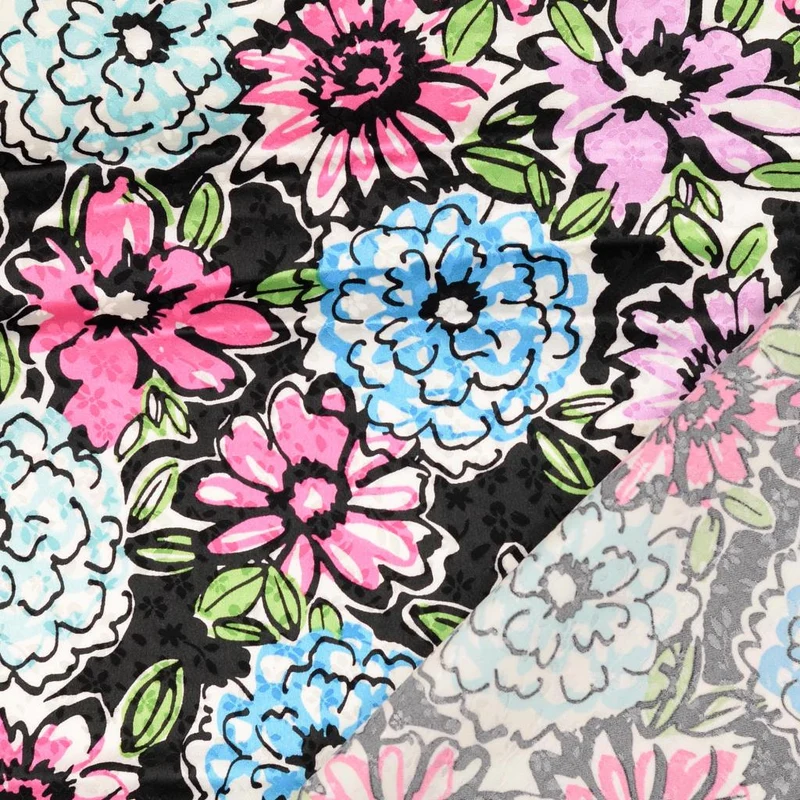 Polyester Stretch Satin Blütenmeer