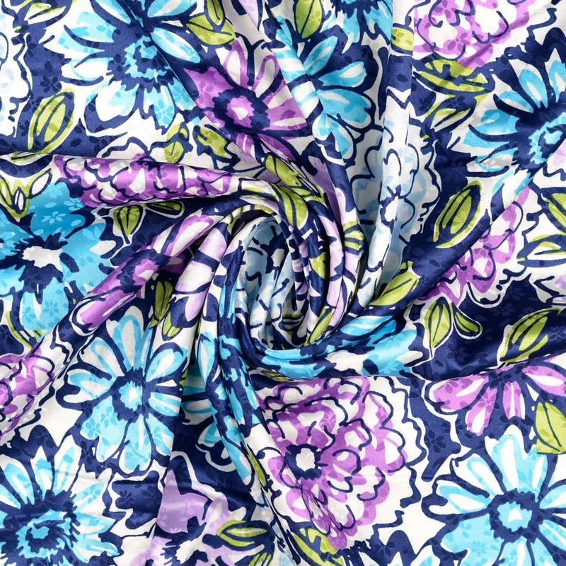 Polyester Stretch Satin Blütenmeer