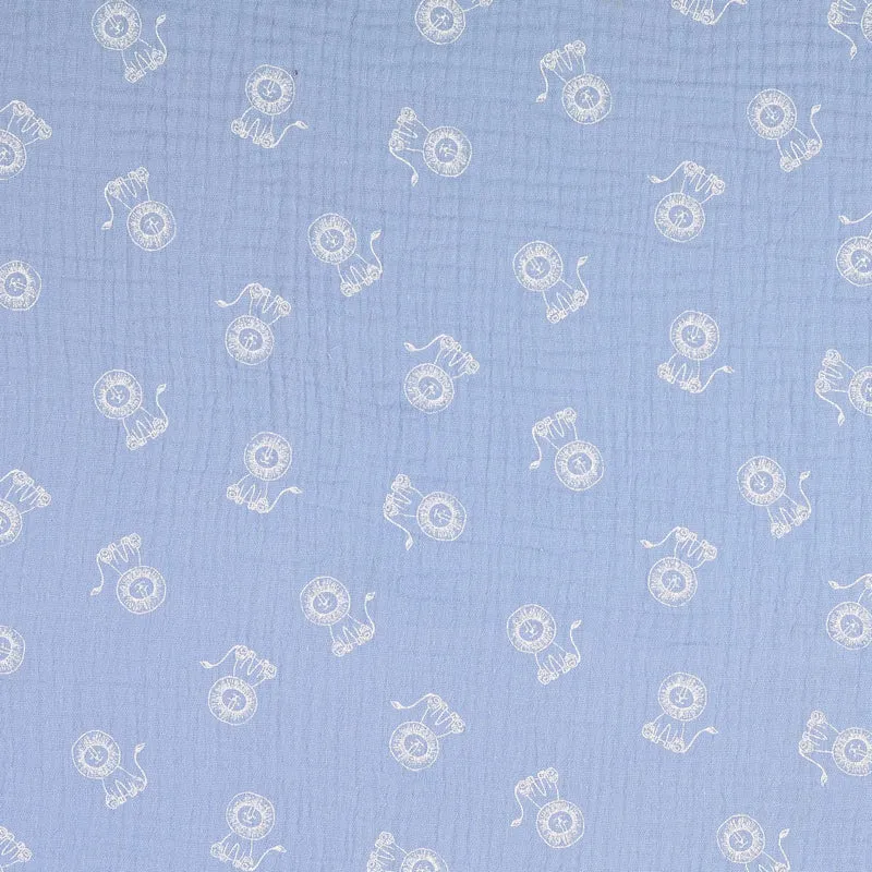 Double Gauze Musselin Löwen - hellblau