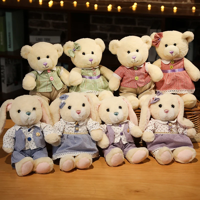 Süßes Teddybär oder Häschen Pärchen im 2er Kuschel Set (ca. 35cm)
