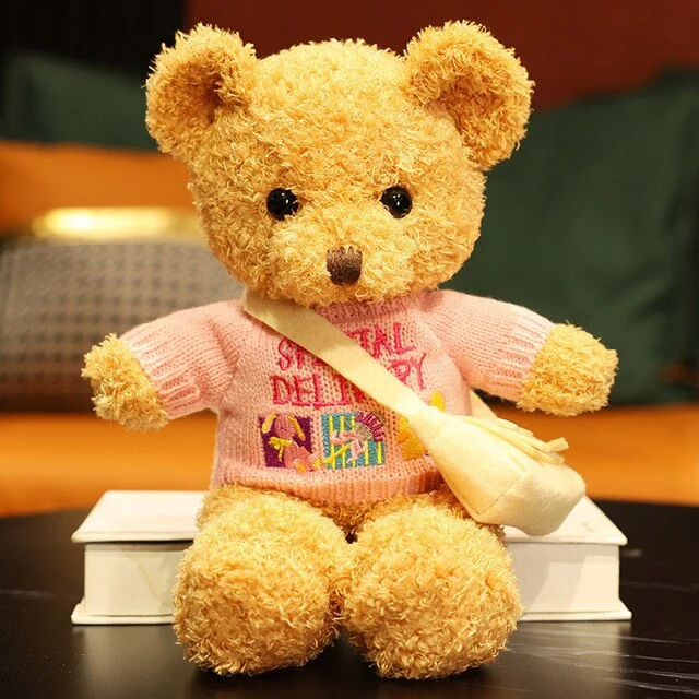 Teddybär Kuscheltier mit Pullover - verschiedene Motive (30cm oder 40cm)