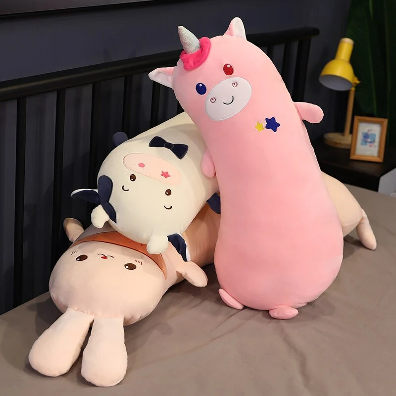 XXL Stofftier oder Kissen - Bär, Kuh, Kaninchen oder Einhorn (75cm oder 125cm)