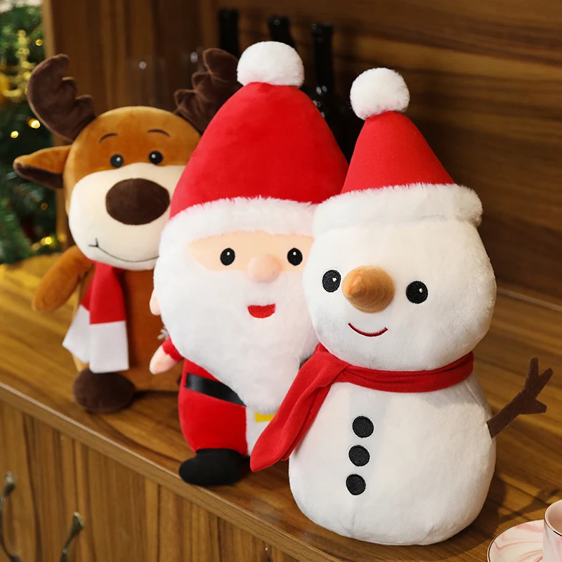 Weihnachtliche Stofftiere: Elch, Schneemann oder Weihnachtsmann (23/40/50cm)