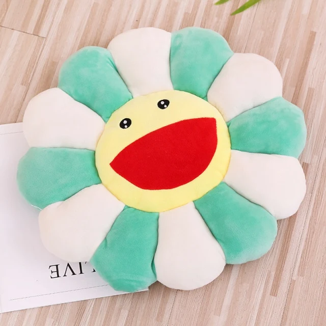 Niedliche Lächelnde Regenbogen Blumen Kissen - viele Motive und Größen