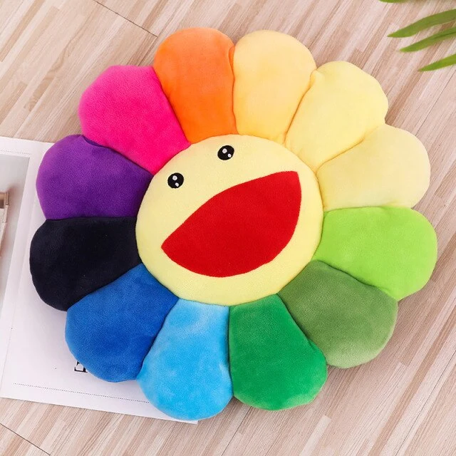 Niedliche Lächelnde Regenbogen Blumen Kissen - viele Motive und Größen