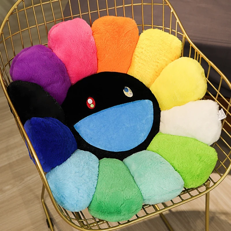 Niedliche Lächelnde Regenbogen Blumen Kissen - viele Motive und Größen