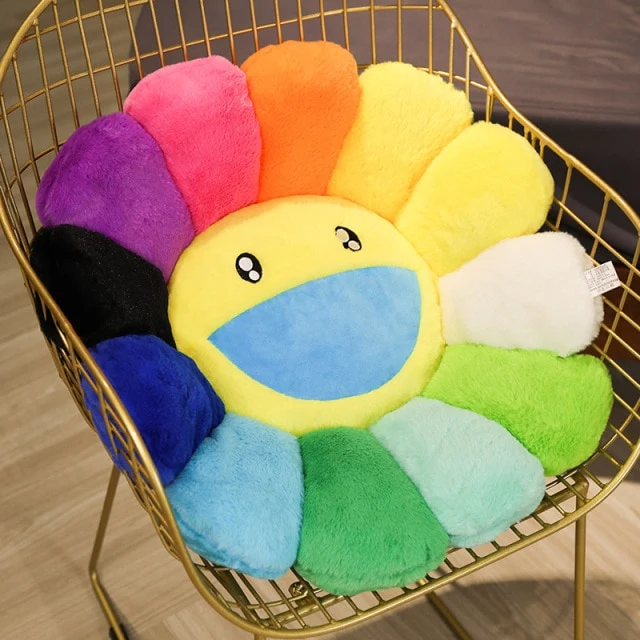 Niedliche Lächelnde Regenbogen Blumen Kissen - viele Motive und Größen