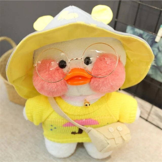 Niedliche Ente Stofftier mit Brille und Accesoires