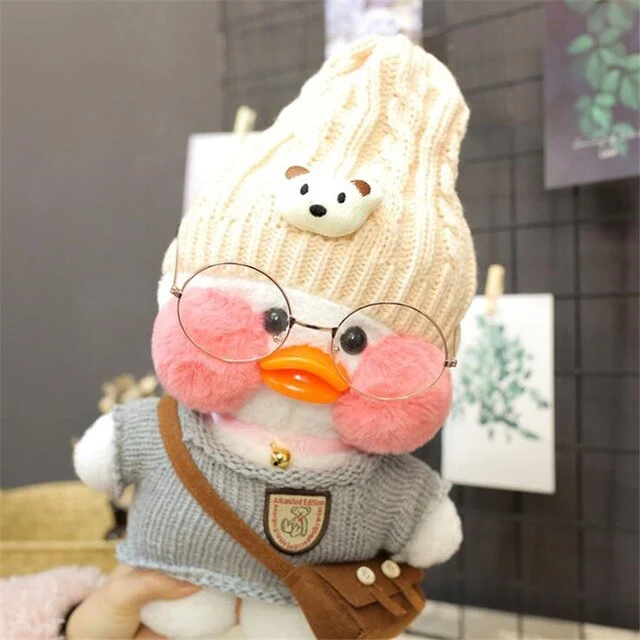Niedliche Ente Stofftier mit Brille und Accesoires