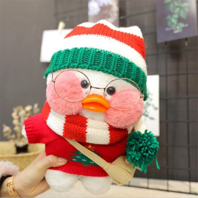 Niedliche Ente Stofftier mit Brille und Accesoires