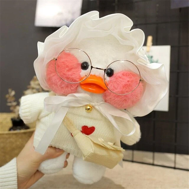 Niedliche Ente Stofftier mit Brille und Accesoires