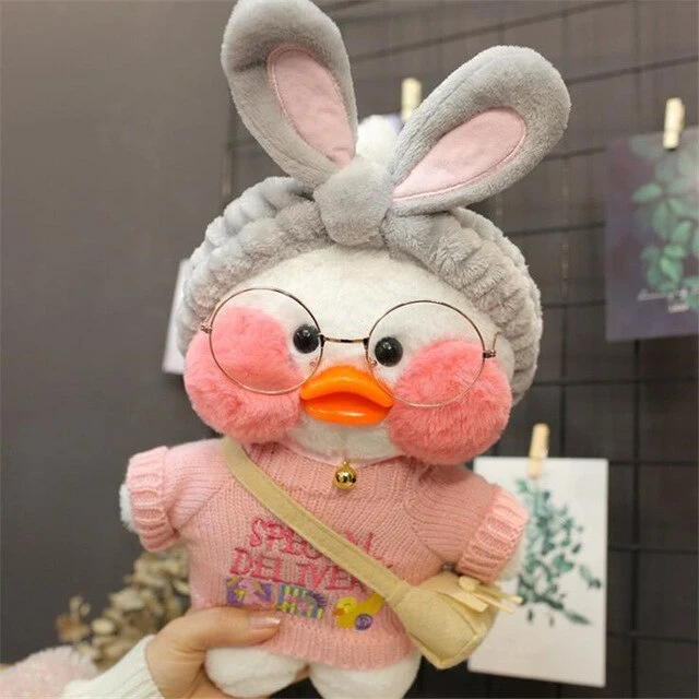 Niedliche Ente Stofftier mit Brille und Accesoires