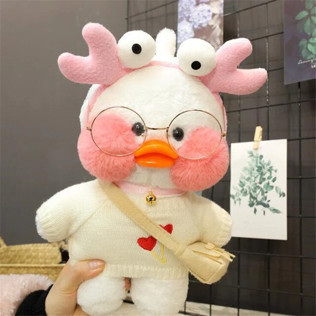 Niedliche Ente Stofftier mit Brille und Accesoires