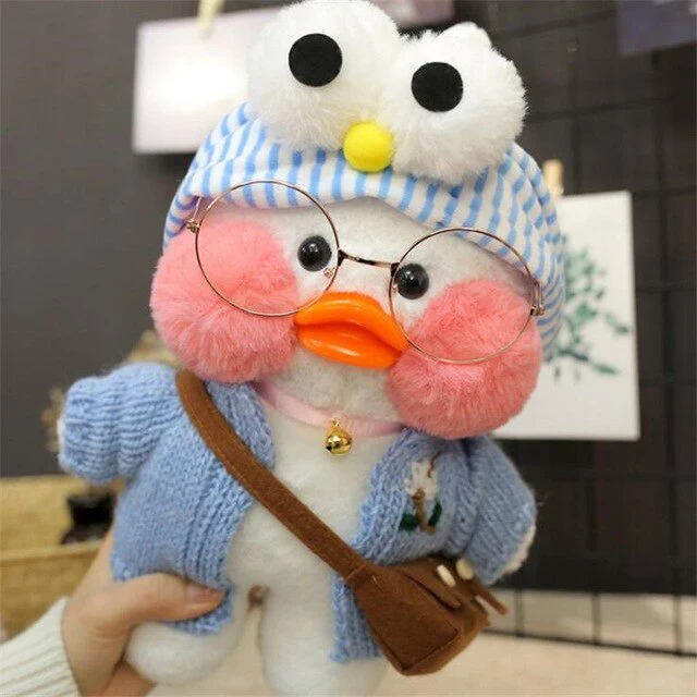 Niedliche Ente Stofftier mit Brille und Accesoires