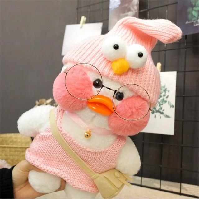Niedliche Ente Stofftier mit Brille und Accesoires
