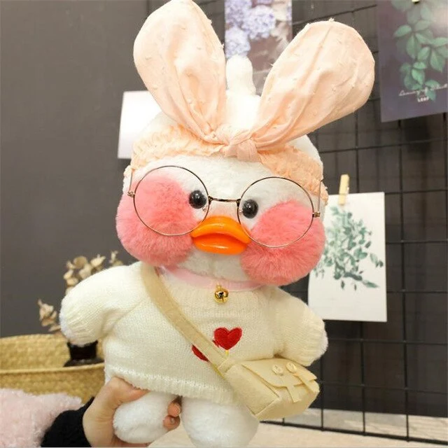 Niedliche Ente Stofftier mit Brille und Accesoires