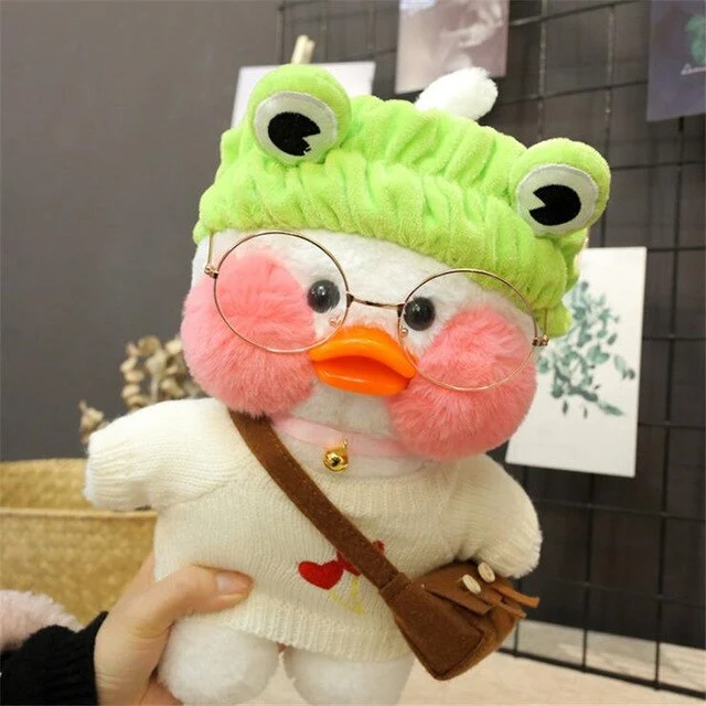 Niedliche Ente Stofftier mit Brille und Accesoires