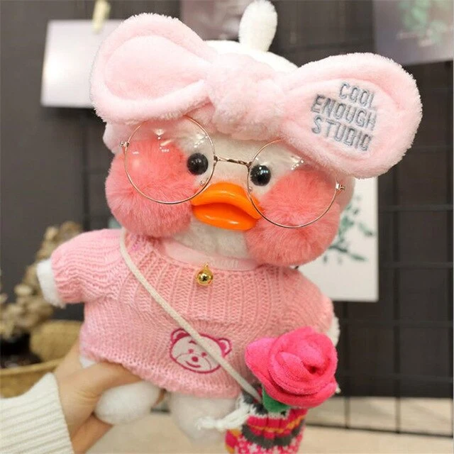Niedliche Ente Stofftier mit Brille und Accesoires