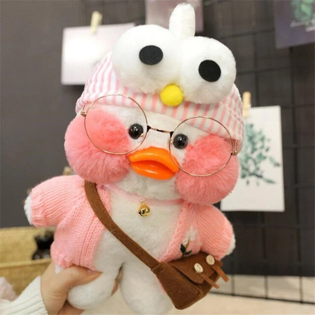 Niedliche Ente Stofftier mit Brille und Accesoires