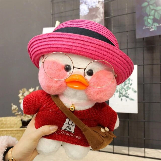Niedliche Ente Stofftier mit Brille und Accesoires
