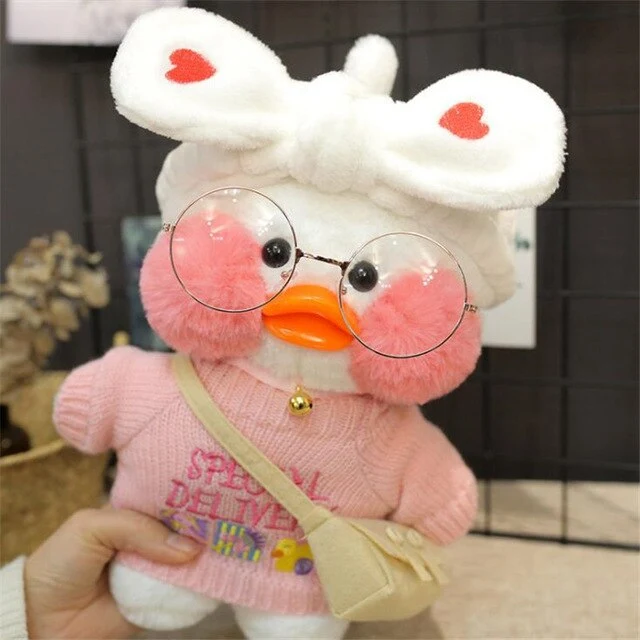 Niedliche Ente Stofftier mit Brille und Accesoires