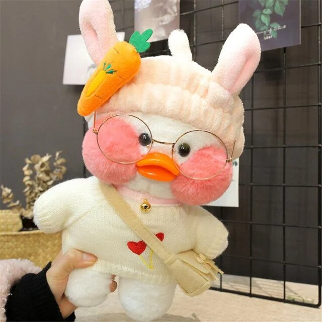 Niedliche Ente Stofftier mit Brille und Accesoires