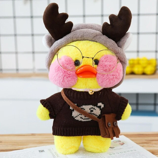 Niedliche Ente Stofftier mit Brille und Accesoires