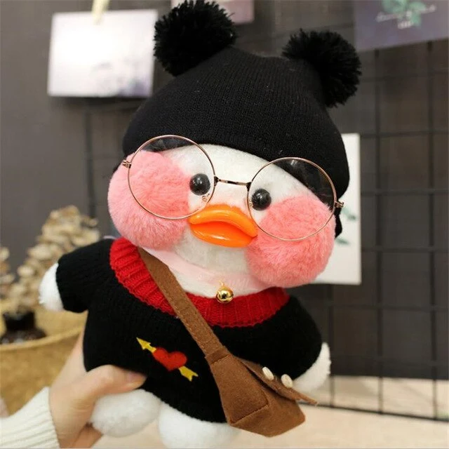 Niedliche Ente Stofftier mit Brille und Accesoires