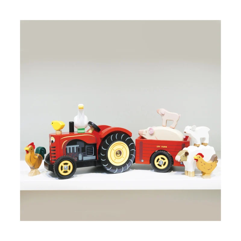 Traktor aus Holz - rot
