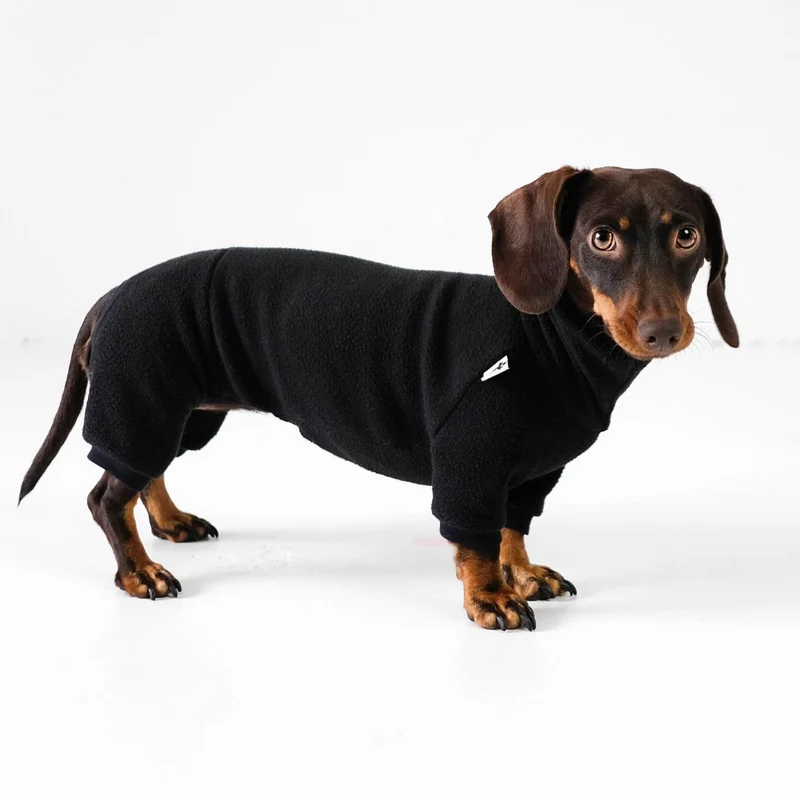 Fleece Overall für Dackel Schwarz