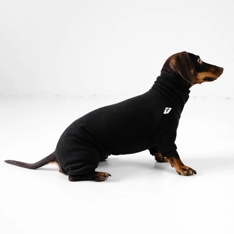 Fleece Overall für Dackel Schwarz