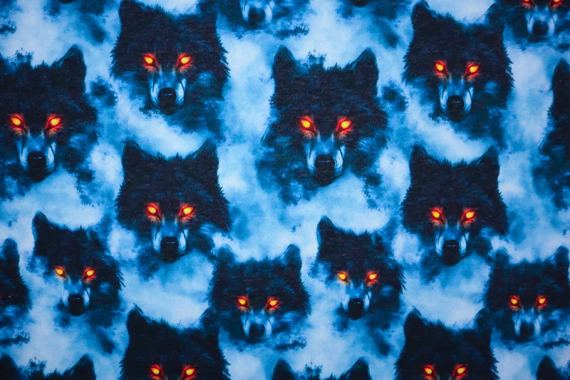 Sweatshirtstoff Digital Wolf Eyes