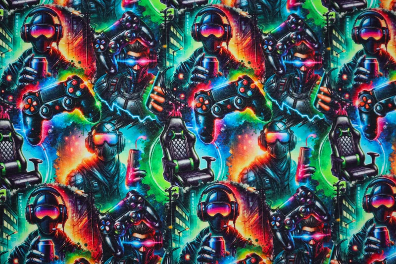 Sweatshirtstoff Digital Game Over