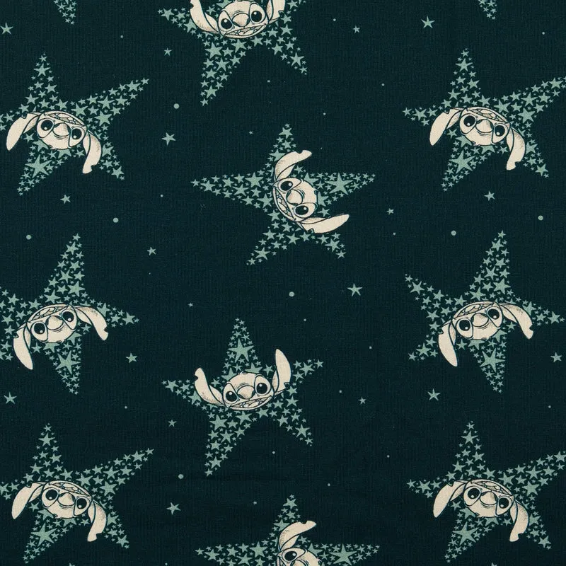 Lizenz Baumwolljersey Digital Lilo & Stitch Stars - dunkelblau