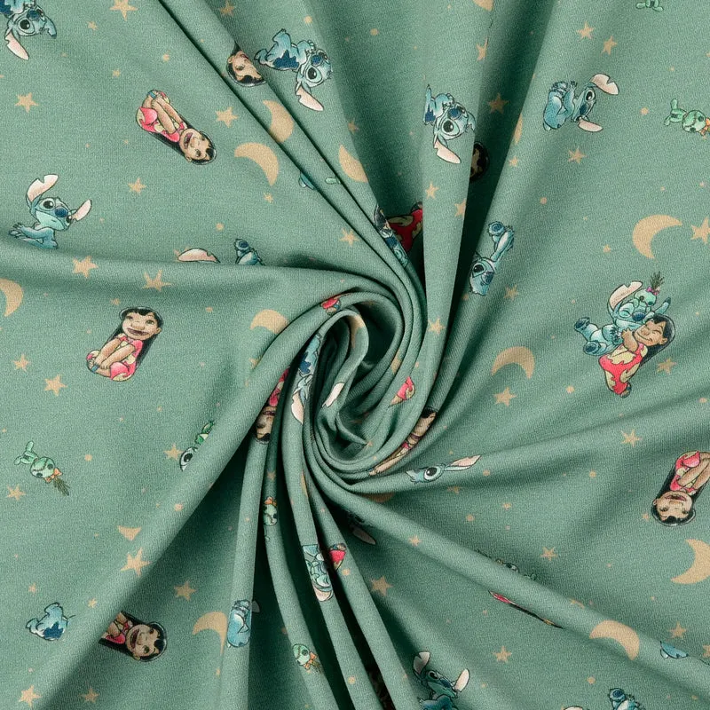 Lizenz Baumwolljersey Digital Lilo & Stitch - mint